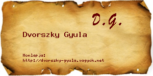 Dvorszky Gyula névjegykártya